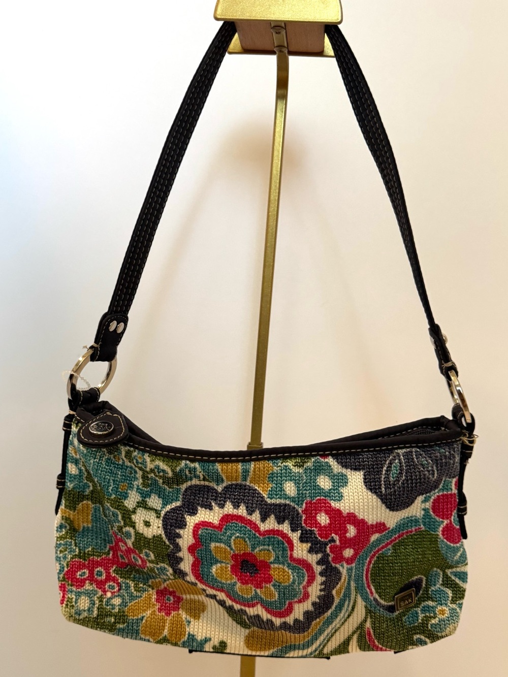 The Sak multicolor floral knit Y2K boho  baguette/shoulder bag